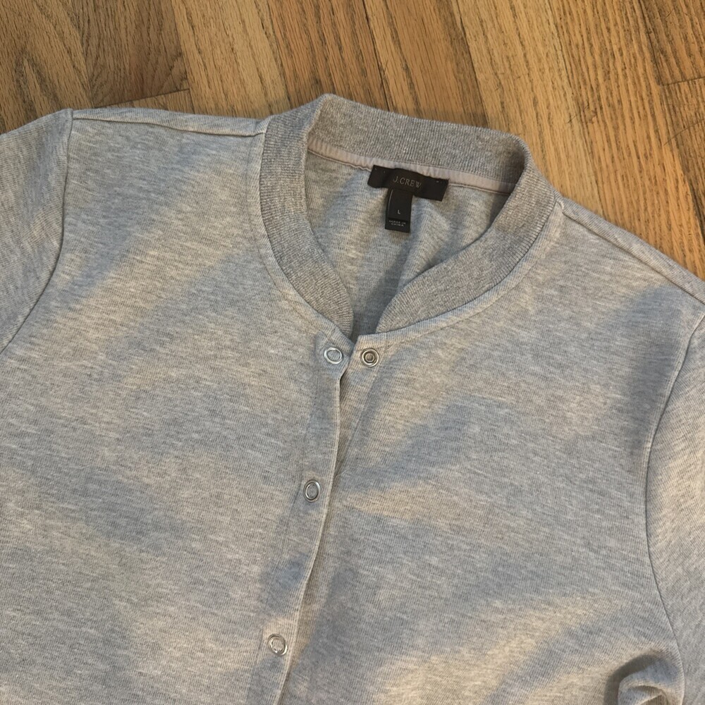 J.Crew Jacket Tie Front Cardigan Sweater Snap Long Sleeve Shirt Gray Women Large - Picture 3 of 10